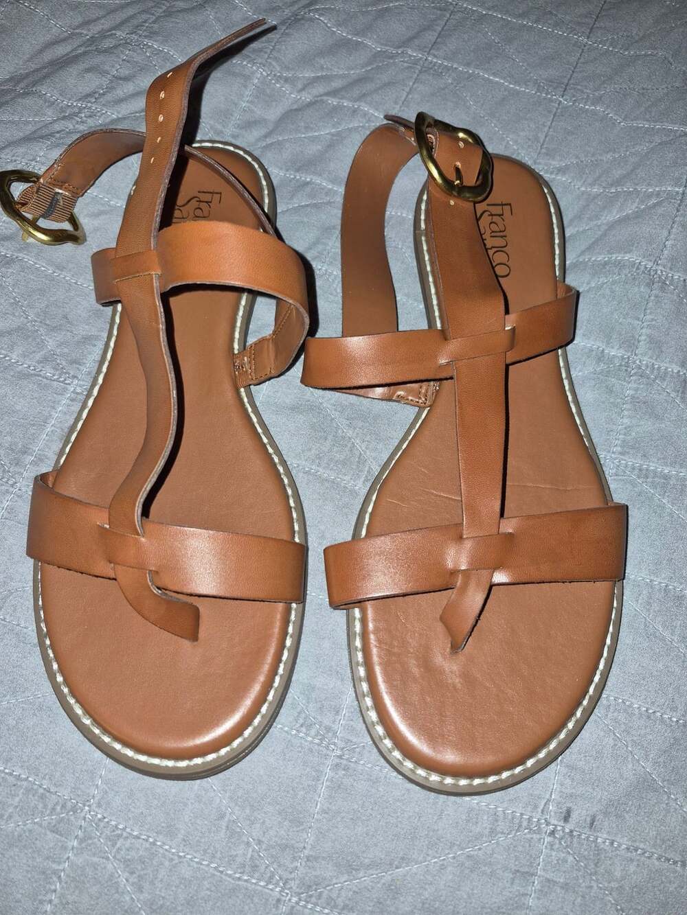 Franco Sarto Flat Sandals Brown Leather